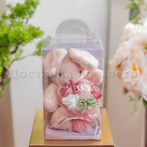 Зайче със сапунени рози - Кафяво