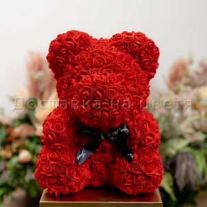 BEAR with roses - Средно МЕЧЕ от рози - Червено